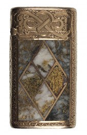 Gold Quartz Match Safe Unmarke