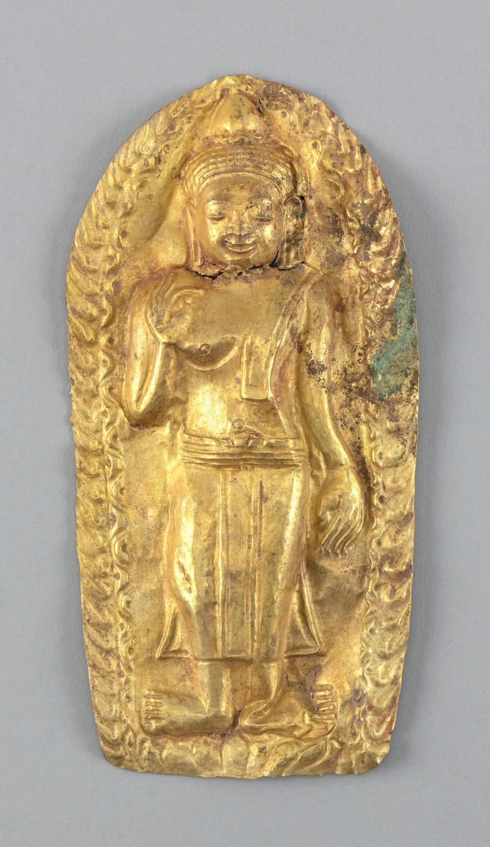 GOLD REPOUSSÉ BUDDHIST VOTIVE