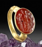 GOLD RING W/ ROMAN CARNELIAN I