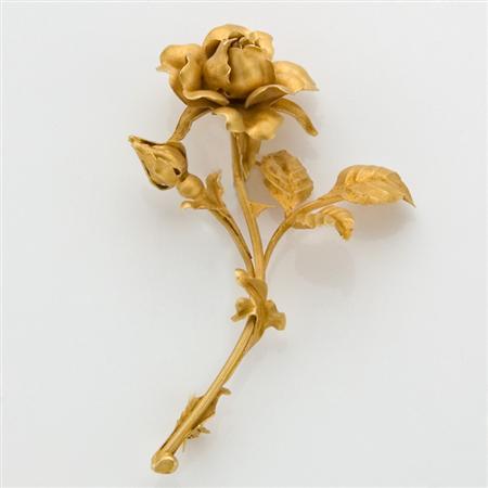 Gold Rose Brooch 	 