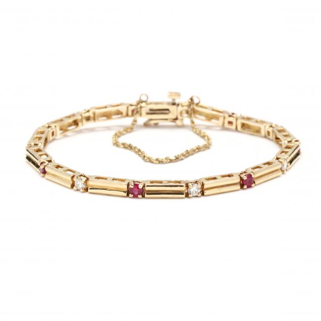 GOLD, RUBY, AND DIAMOND BRACELET