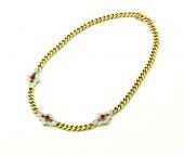 GOLD  RUBY AND DIAMOND NECKLAC