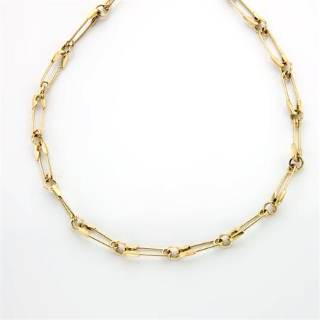 Gold Safety Pin Necklace 	 