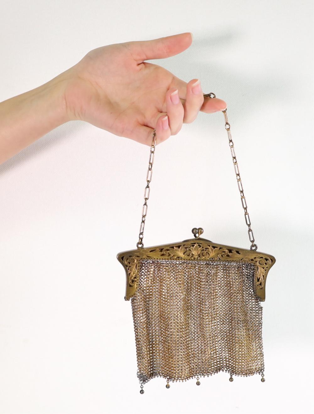 GOLD STERLING MESH PURSE DATED