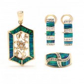 GOLD, SYNTHETIC OPAL, AND DIAM