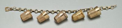 Gold thimble bracelet, five vintage