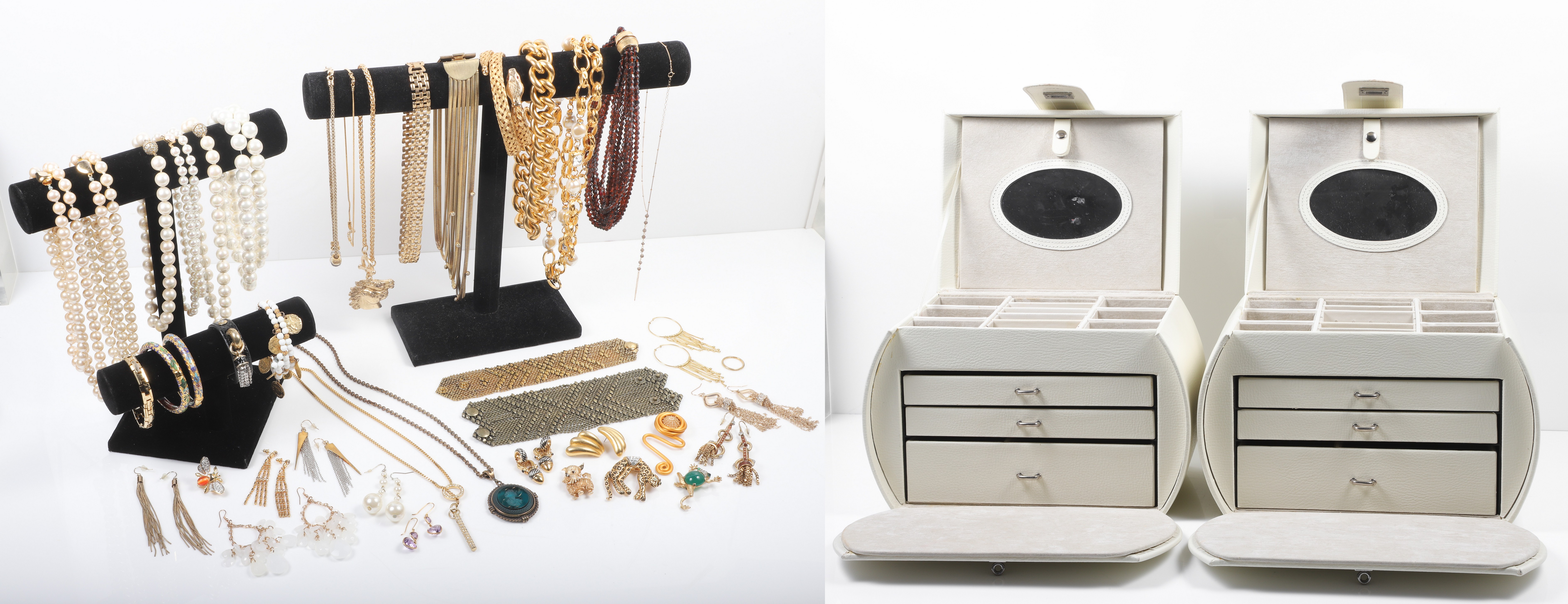 Gold tone and costume jewelry group