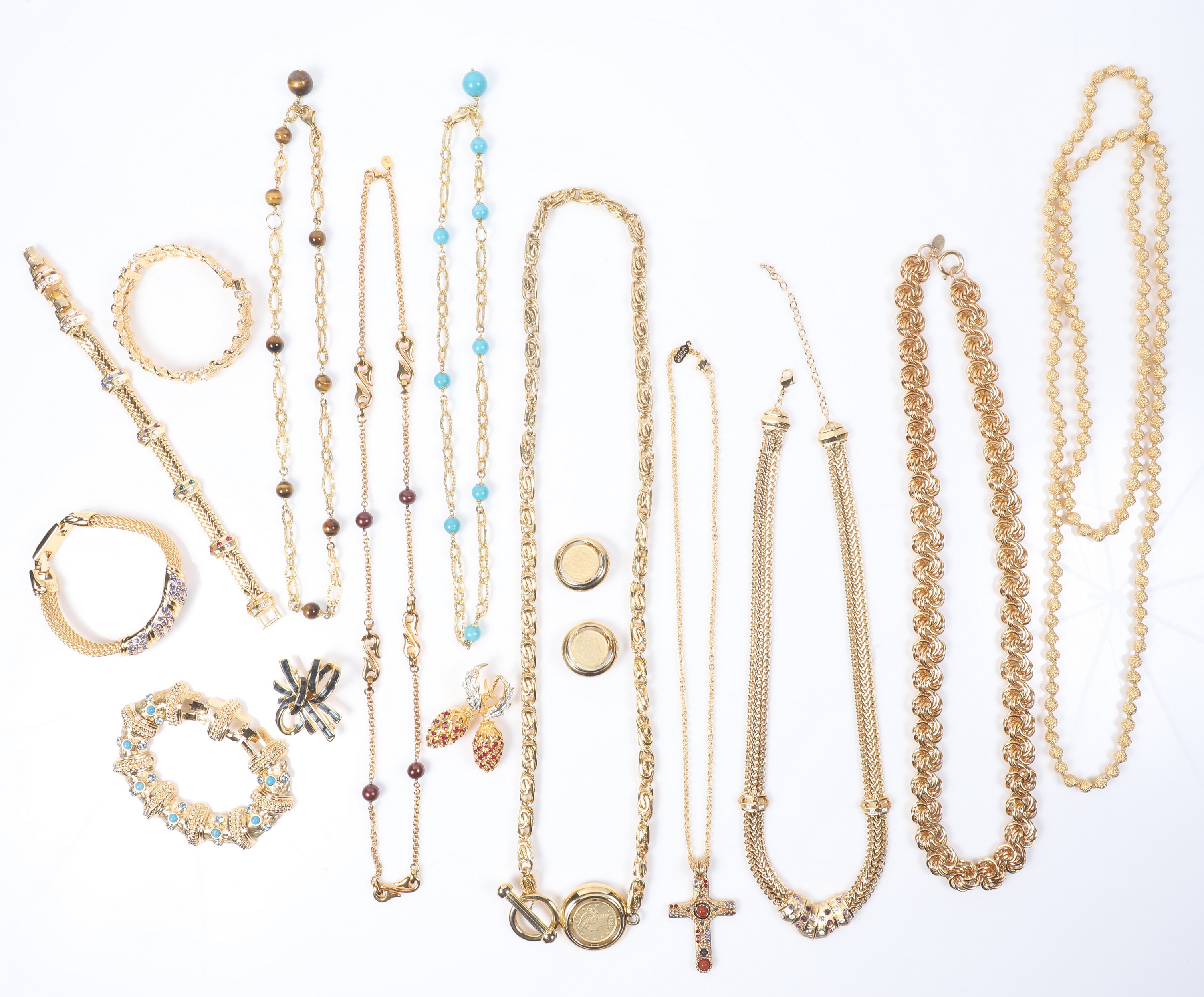 Gold tone costume jewelry group
