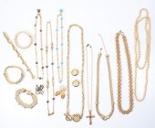 Gold tone costume jewelry grou