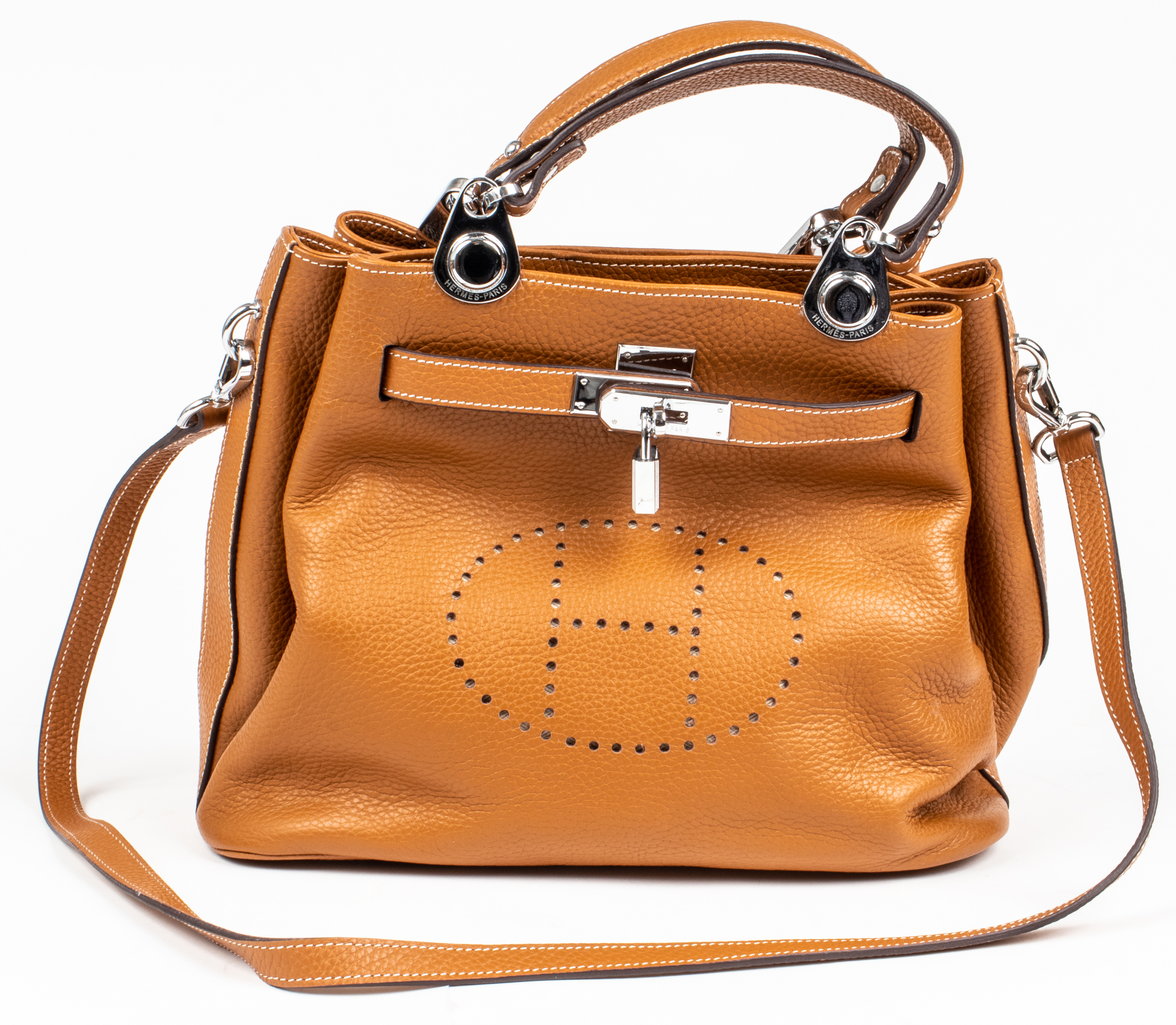 GOLD-TONE LEATHER 32CM HANDBAG