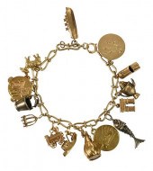 GOLD TRAVEL THEMED CHARM BRACE