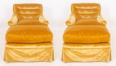 GOLD VELVET COVERED  ARM CHAIR