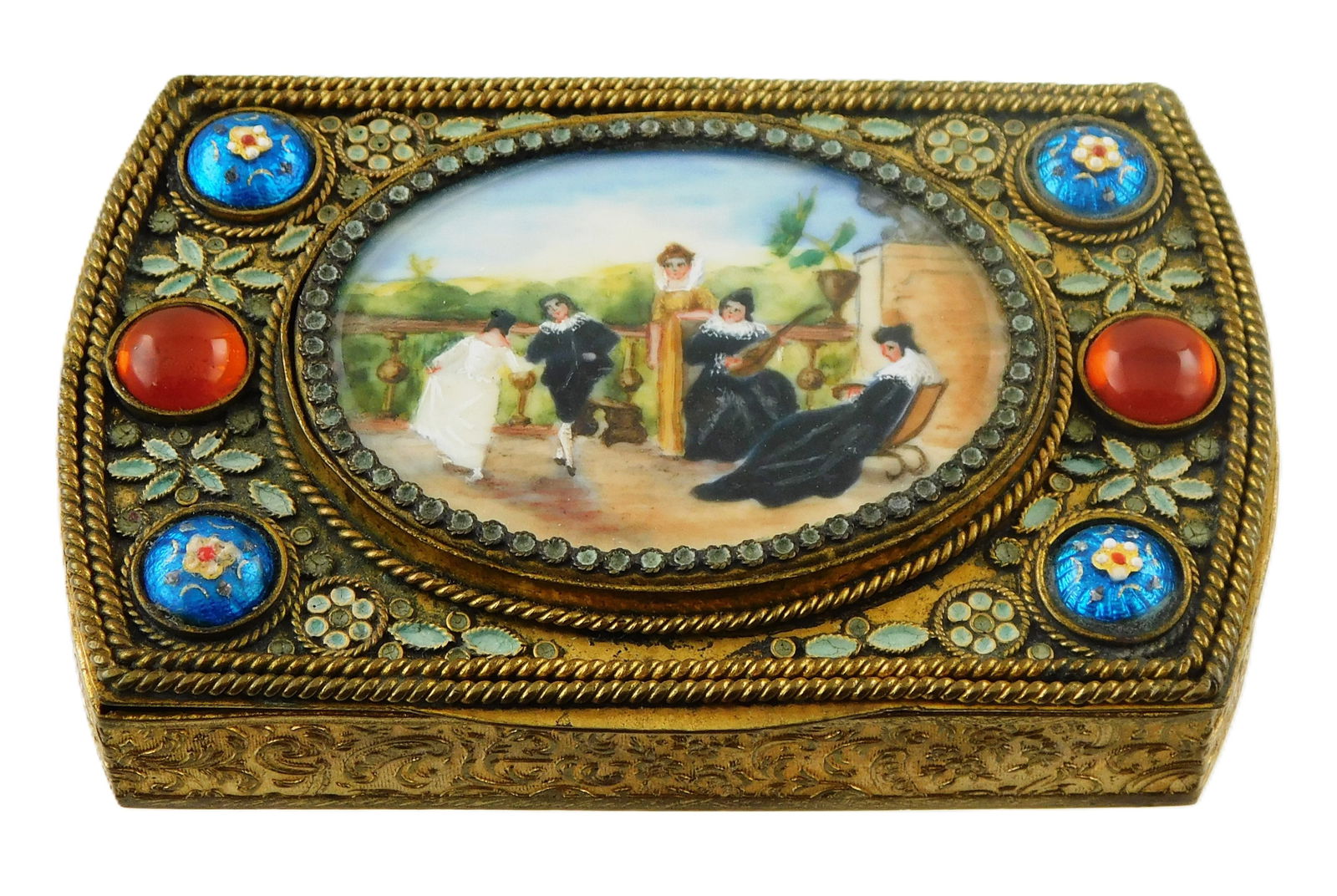 GOLD WASHED JEWELED TRINKET BOX