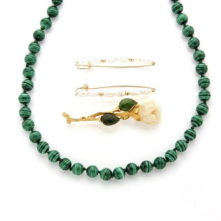 Gold Wristwatch, Malachite Bead