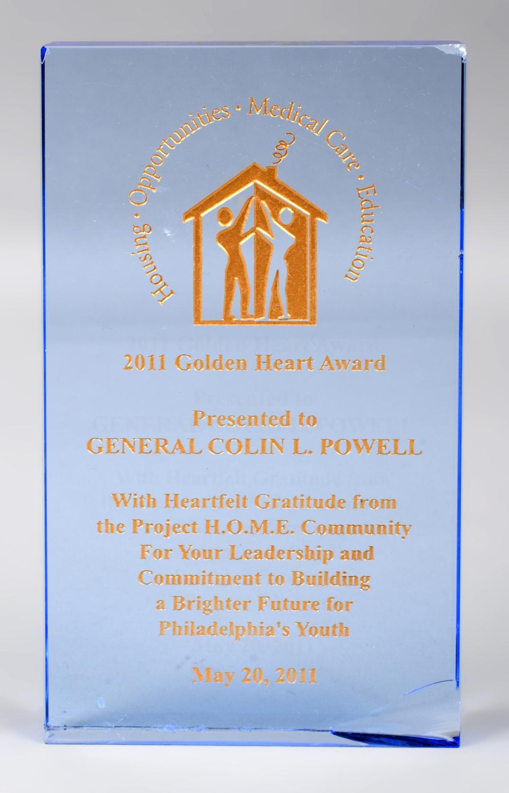 GOLDEN HEART AWARD, PRESENTED TO