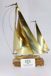 GOLDEN KETCH, BRASS SAIL BOAT