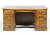 GOLDEN OAK ERA KNEEHOLE DESK.