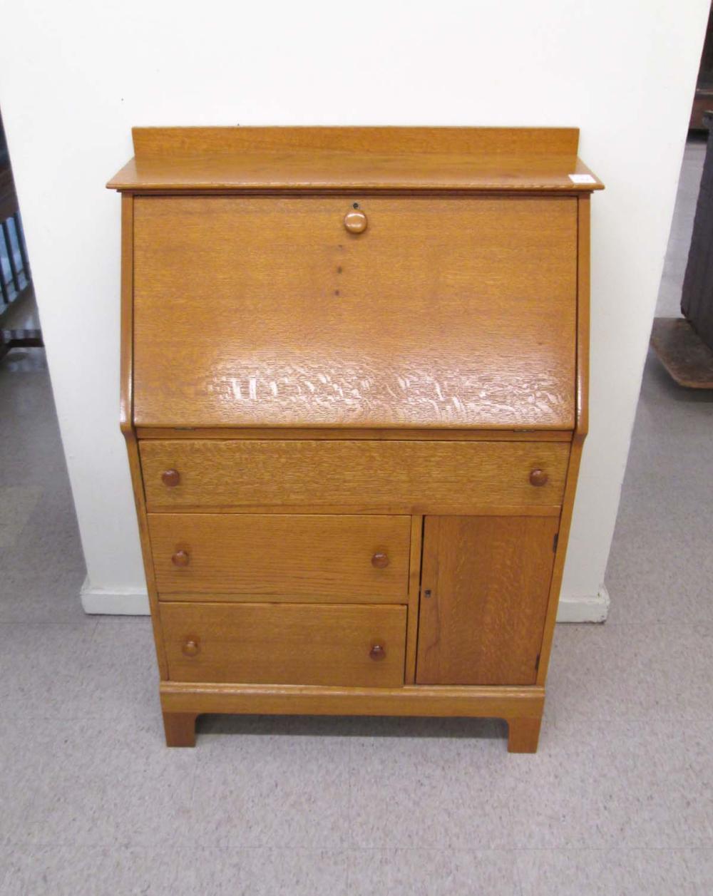 GOLDEN OAK SLANT-FRONT WRITING