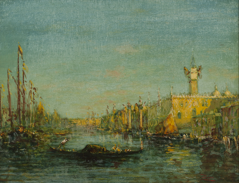 Gondola in the Venice Lagoon oil on