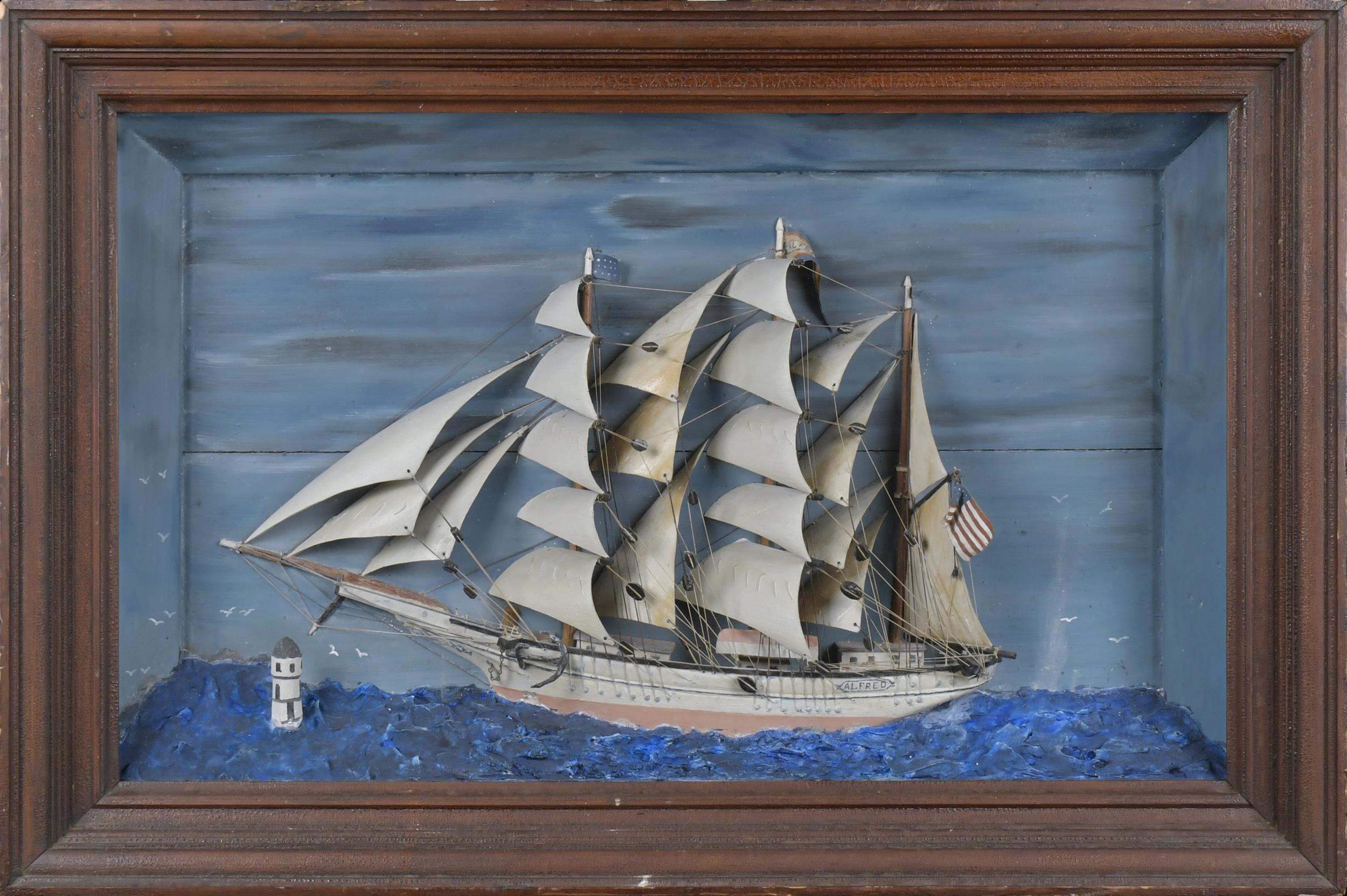 GOOD 19TH C. SHIP DIORAMA,