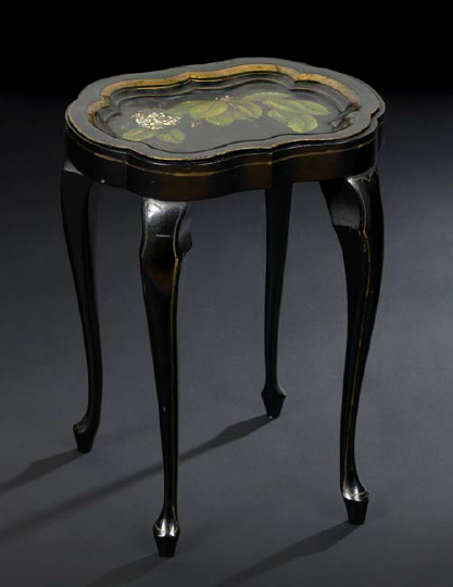Good English Parcel-Gilt Black Tole