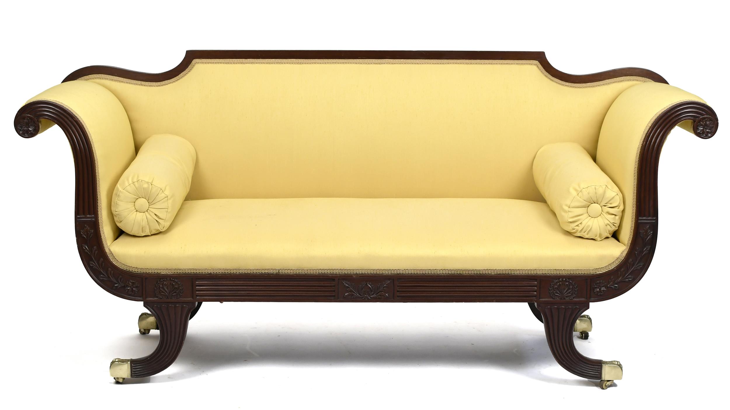 GOOD FEDERAL CARVED CLASSICAL SOFA.