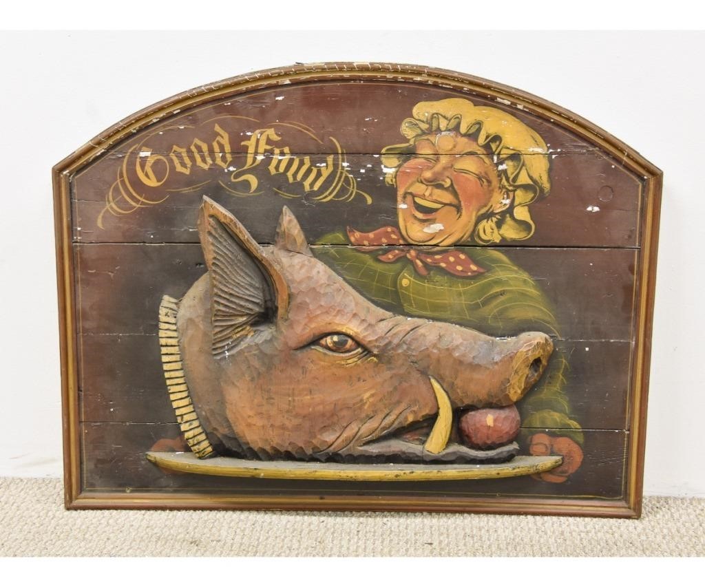 "Good Food" tavern sign depicting a