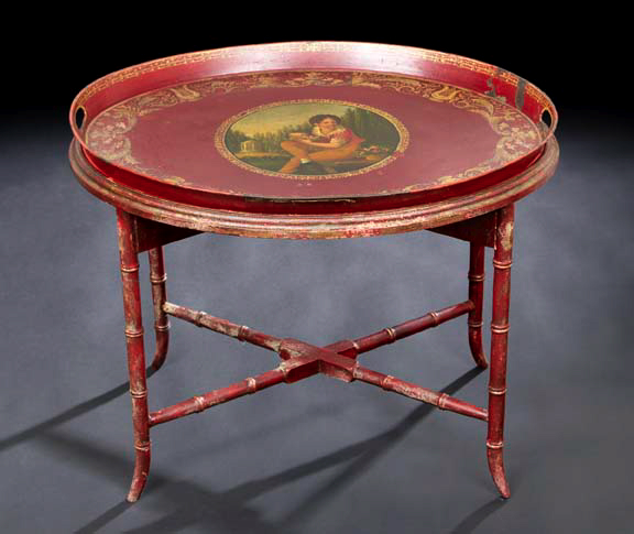 Good French Claret Tole-Peinte Oval