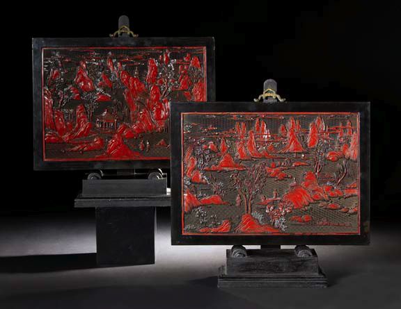 Good Pair of Chinese Framed Lacquer
