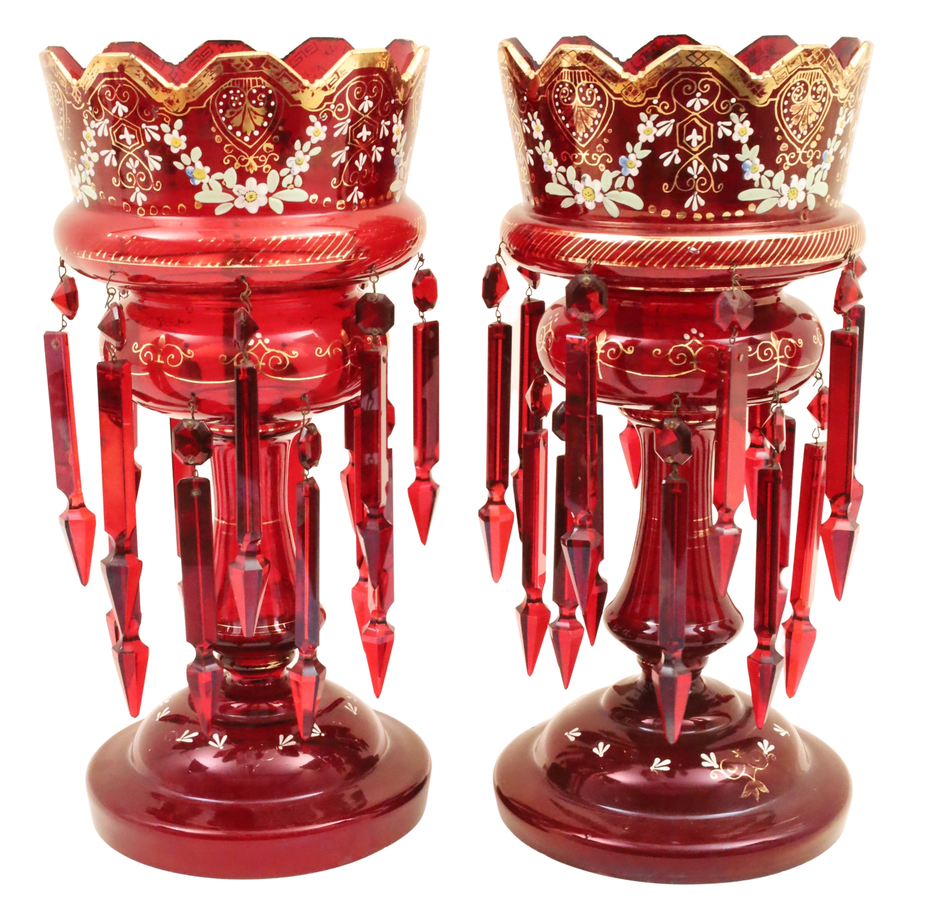 GOOD PAIR OF RUBY RED GLASS
