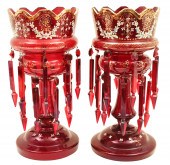 GOOD PAIR OF RUBY RED GLASS MA