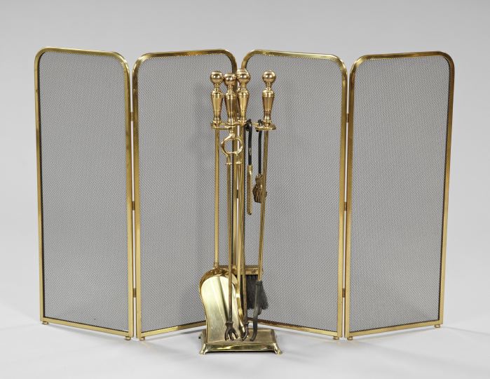 Good Six-Piece English Brass Hearth