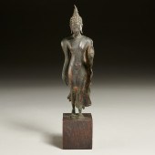 GOOD THAI BRONZE WALKING BUDDH