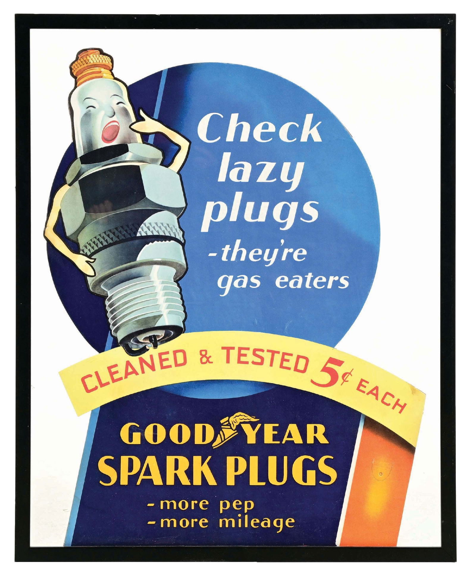 GOODYEAR SPARK PLUGS FRAMED CARD