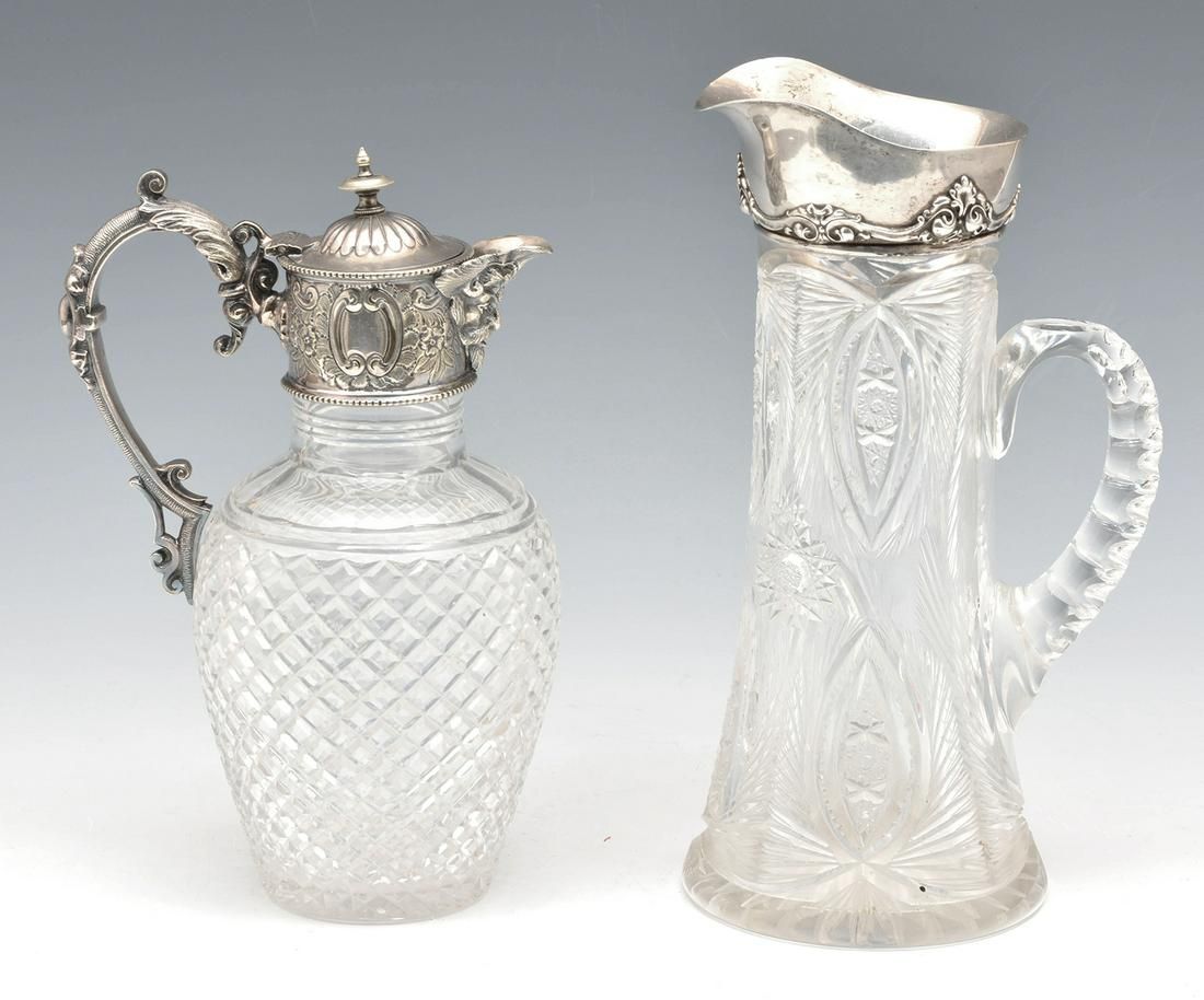 GORHAM SILVER CUT GLASS PITCHER & A