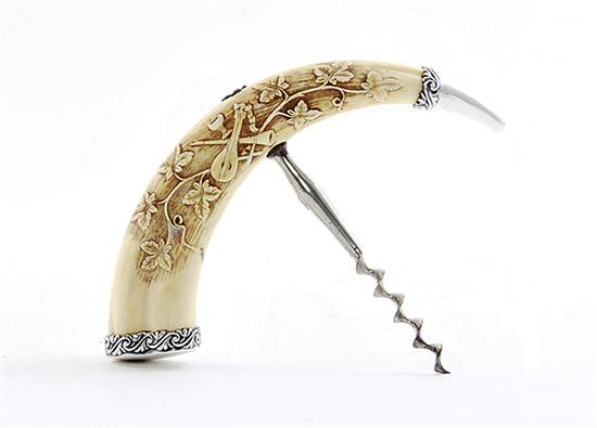 Gorham silver-mounted carved horn