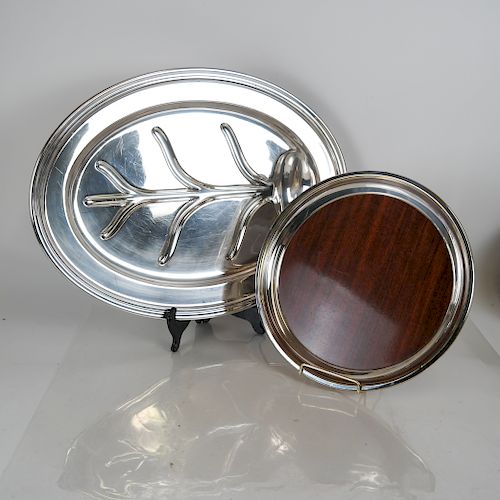 GORHAM SILVER PLATE OVAL TRAY & A