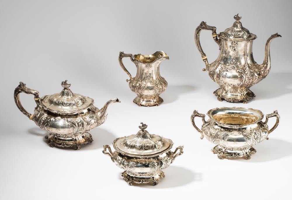 GORHAM STERLING FIVE-PIECE TEA