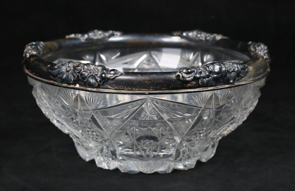 GORHAM STERLING RIMMED CUT GLASS