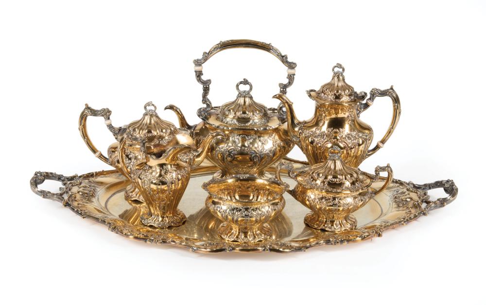 GORHAM STERLING SILVER GILT TEA &
