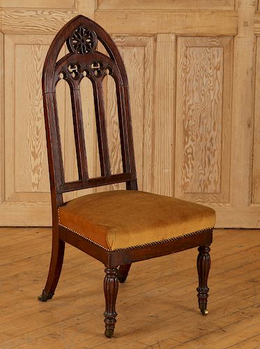 GOTHIC 19TH CENT. MAHOGANY CHAIR