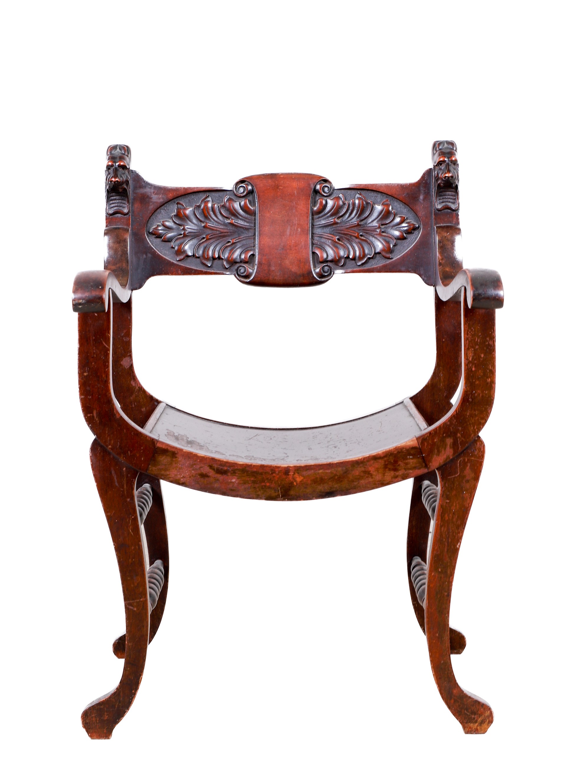 Gothic carved mahogany Savonarola