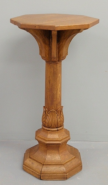 Gothic oak pedestal early 20th c.
