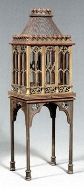 Gothic Revival birdcage on sta