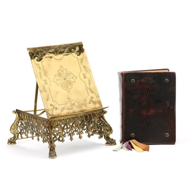 GOTHIC REVIVAL BRASS BOOK STAND