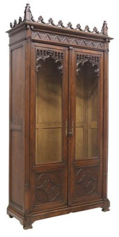 GOTHIC REVIVAL CARVED BOOKCASE