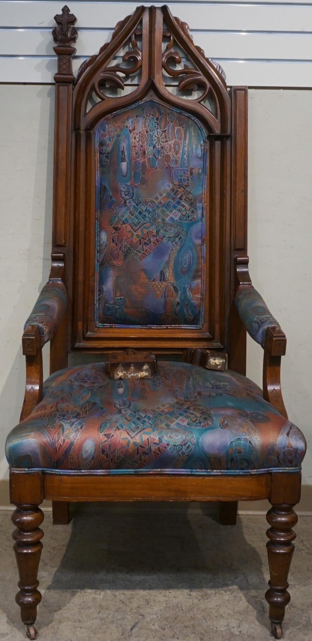 GOTHIC REVIVAL CARVED MAHOGANY