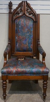 GOTHIC REVIVAL CARVED MAHOGANY