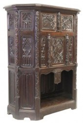 GOTHIC REVIVAL CARVED OAK CRED