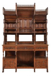 GOTHIC REVIVAL CARVED OAK SIDE
